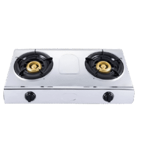 CHEFF Silver 2 Burner Stainless Steel LPG/NG Gas Stove Tabletop Kitchen Cooktop Automatic Piezo Ignition 3.4+3.4 Heat Output